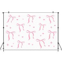 Mocsicka Pink Bow Star Heart Photography Backdrop Baby Shower Girl Birthday Party Photography Background Cloth Photo Booth Decor Cotton-180x120cm