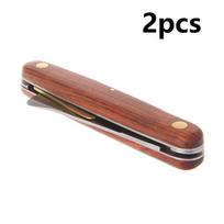 2 vnt. Sulankstomas skiepijimo peilis, Profesionalus sodo vaismedžių skiepijimo pjoviklis, Medinė rankena skiepijimo genėjimo peilis, Sodo įrankiai (Brown,2pcs) ruda
