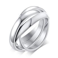 Nerūdijančio plieno susikertantis trigubas žiedas moterims Daugiaspalvis vestuvinis žiedas Bague Trys viename US Ring Size 7 beige