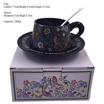 3-piece set Luxury Ceramic Coffee Cup & Saucer Set, Elegant Afternoon Tea Latte Cups, Boutique Gift for Home, Minimalist Design 280ml