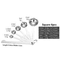 with Scale Measuring Spoon Set Food Grade Kitchen Measuring Cup Coffee Measuring Spoon  Kitchen Use Round 6pcs