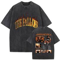 Naujas albumas J Cole The Fall Off Vintažiniai skalauti marškinėliai Unisex Moteriški Hip Hop Grafiniai Madingi trumpomis rankovėmis marškinėliai Streetwear S įvairiaspalvis