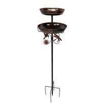 Vintage Standing Iron Bird Bath Feeder Sturdy Bird Feeding Station  Patio Yard bronza