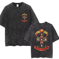 Rock Band Gun N Rose Wasehd Vintage T-shirt Men Women Gothic Rock Metal Streetwear Male Casual Oversized Short Sleeve T Shirts S įvairiaspalvis