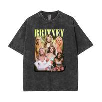 Washed Vintage Britney Spears Face Graphic T Shirt Unisex Women Casual Cotton Retro Short Sleeve Tshirt Unisex Oversized Streetwear S įvairiaspalvis