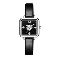 Light Luxury Camellia Women'S Watch High Value Small Sugar Cube Student Watch Niche High-End Black Gold Quartz Watch