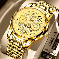 Bubble Trend High-End Light Luxury Versatile Fully Automatic Quartz Luminous Waterproof Roman Hollow Men'S Watch No gift box