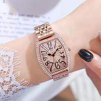 Fashion light luxury steel belt watch retro wine barrel quartz women's watch niche gypsy women's watch