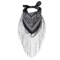 Western Accessory Tassel Trim Cowgirl Bandanas Sequin Design Cowboy Style Sequin Bandanas Women Bandanas juoda