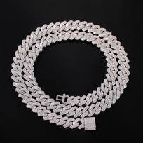 TOP HIP HOP 13mm New Luxury Zircon Gold Silver Prong Cuban Chain Luxury square Shape Tight Iced Out Cuban Chain Cuban chain&16inches(40.64cm)