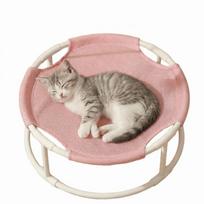Round Cat Hammock Elevated Frame Pet Camping Bed Pet Supplies Pet Cool Nest  Universal Blue no feather