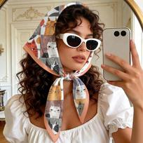 Luxury Scarf Hijab Bandana Headscarf Square Handkerchief Silk Scarves Woman Print Shawl Neckerchief Premium Style Wear 70x70cm