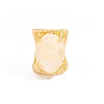Unique Light Luxury Vintage Bohemian Ring Exaggerate Charm Metal Resin Ring Irregular Rhinestone Finger Rings Ladies