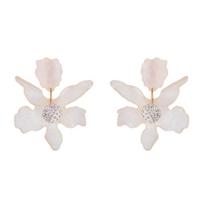 Korean Fashion Jewelry Simple Character Lady Joker Acrylic Flower Petal  Stud Zircon Earrings