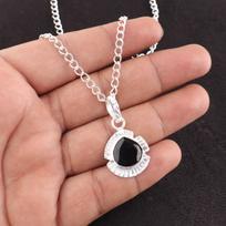 Rare Black Onyx Gemstone 925 Sterling Silver Jewelry Bridesmaid Pendant 1.15  PP-8-13