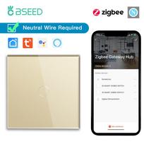 BSEED zigbee 1/2/3Gang Smart Touch Switches Tuya Smart Life App Control Plus Normal Power Sockets EU Standard Neutral Required EU standard