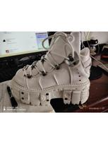 Cyberpunk Heavy Metal Women's Small Height Increasing Lace-up Men Tabby Dark Goth Rock Platform Shoes 8cm 35 balta