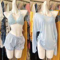 Bikini Set Loose Sunscreen Blouse Vacation Strap Swimsuit Four-piece Premium Women's Swimsuit S 40-45kg