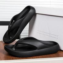 Mens Thick-Soled Height-Increasing, Slip-Resistant, Wear-Resistant Thong Beach Slide Shoes In A Stylish Solid Color 40-41