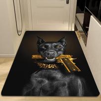 Šaunus madingas dobermanas su pistoletu durų kilimėlis, neslystantis prieangio kilimas, patvarus plaunamas grindų kilimėlis sporto salei ir svetainei 40cm x 60cm