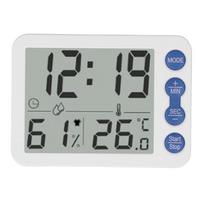 Indoor Digital Temperature Humidity Meter Multifunctional Electronic Thermometer Hygrometer with Alarm Clock Function White