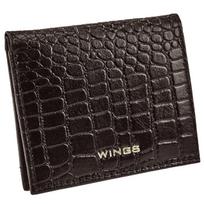 Mały Portfel Damski Wings Ze Skóry Naturalnej Croco Black