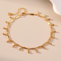 Minimalist Ins Style Water Drop Pendant 18k Gold Plated Brass Anklet For Women