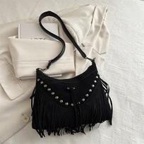 Rivet Suede Crossbody Bag Bohemian Style Ethnic Style Handbag Cute Tassel Shoulder Bag  Girls kava