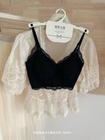 Summer cool light luxury bone line French lace sling vest fixed cup seamless inner with thin breathable underwear women M size = weight 45-55kg