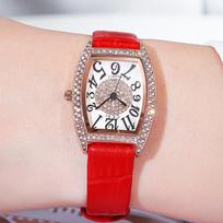 Retro Wine Barrel Women'S Watch Light Luxury Diamond-Encrusted High-End Belt Watch Women'S Waterproof Quartz Watch Retro Style