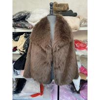 Women's Fashionable Luxury Fox Fur Jacket Fall Winter Long Sleeve Warm Suede Streetwear Casual Outerwear XS