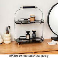 Nordic Light Luxury 2-Tier Storage Rack Desktop Tray - Iron & Acrylic Organizer for Vanity Office Home Decor