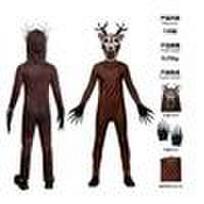 Forest Night Cartoon Animal Cos Suit Bat Goat Deer Wolf Same Horror Character Onesie Suit 110cm (children)