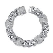 15mm Luxury CZ Zircon Ice Out Bracelet Miami Cuban Style Men's Bracelet Hip Hop Copper Jewelry 20 cm