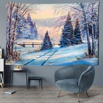 Snowy Pine Forest Tapestry for Living Room and Bedroom Wall Decor - Soft and Cozy Home Decor with Easy Installation 95x73cm