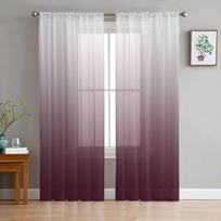 Vyno Raudonumo Baltos Spalvos Gradiento Retro Tiulio Užuolaidos Balkono Kambarys Madingos Spausdintos Peršviečiamos Užuolaidos Svetainės Langas Modernus Dekoras 135W x 183H(cm) gray