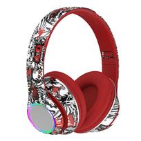Naujos Spalvingos Grafiti Ausinės LED Belaidės Bluetooth Ausinės Hifi Stereo Sulankstomos Žaidėjų Ausinės Triukšmo Slopinimas Laisvų Rankų Įranga raudona