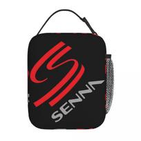 Insulated Lunch Tote Bag Ayrton Senna Racing Cars Logo Merch Food Box New Arrival Cooler Thermal Lunch Box For Outdoor 26x21x11CM smėlis