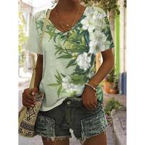 Camisetas Con Estampado 3D De Flores Y Flores Para Mujer, Camiseta Informal De Manga Corta Con Cuello En V, Camisetas Harajuku Y2k, Ropa Femenina S