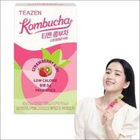 TEAZEN Kombucha Braškių ir kivių arbata 10 pakelių / Mažai kalorijų, Be cukraus, Prebiotikai 10 STICKS x 1 BOX