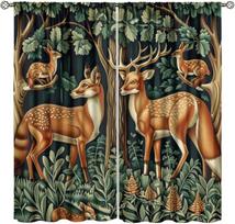 William Morris Blackout Užuolaidos   Retro Miško Elnias Gyvūnas Rustic Sodybos Langų Užuolaidos   miegamajam, svetainei 42  P X 45  I 100*130 Rod Pocket 1pcs