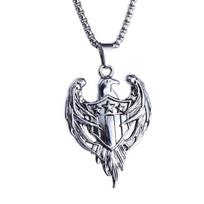 Cross-border Hip Hop Eagle Pendant Retro Titanium Steel Men's Necklace gray
