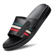 High Quality Casual Famous Brand Men Sandals Luxury Designers Genuine Leather Slipper Summer Outdoor Antiskid Beach Walking Shoe 37