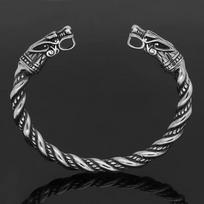 Norse Viking Wolf Head Bracelet Stainless Steel Adjustable Wristband Cuff Dragon Bangle for Men Fashion Jewelry Gifts gray