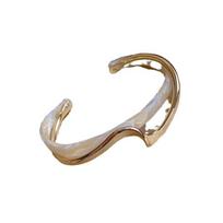 Eco-Friendly Light Luxury Acrylic Bracelet, Curved Metal Texture Ins Fashion Jewelry