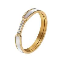 Light luxury versatile inlaid shell ring titanium steel ring women's niche design finger rings 6