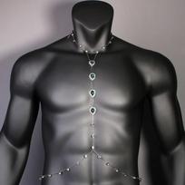Fashion Luxury Green Crystal Rhinestone Body Chain Harness Men Jewelry Punk Body Chain Bra Necklace Jewelry Accessory Party