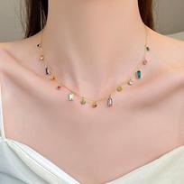 Fashion Light Luxury Stainless Steel Colorful Zircon Dopamine Short Collar Chain 2026 Jewelry For Women‘s Necklace Accessories