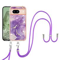 Shockproof Hard PC Soft Phone case for Huawei Mate 60 , For iPhone 15 Promax/14 Plus/13 Marble Cover with Lanyard For iPhone 13 Pro&Case & Strap&Opp Bag šviesiai violetinė spalva