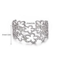 Luxury Hollow Clover Wide Cuff Bangle Stainless Steel Flower Open Bracelet Trendy Women Elegant Daily Party Jewelry Summer Gift